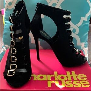 Black Buckle Heels